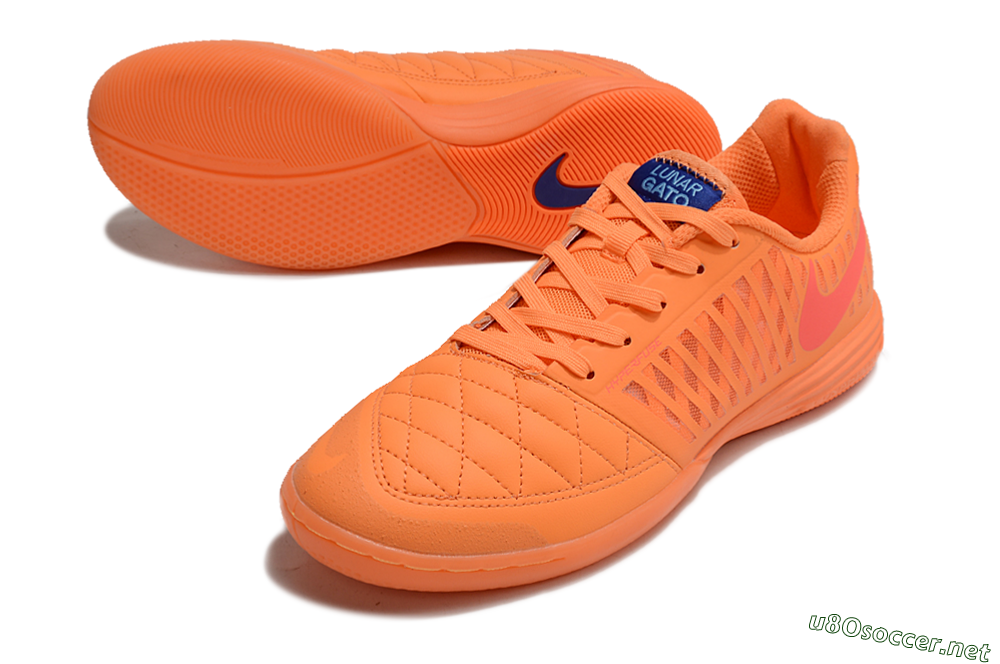 Men's Nike Lunar Gato 2 IC Football Shoes - Orange/Black/Red 3