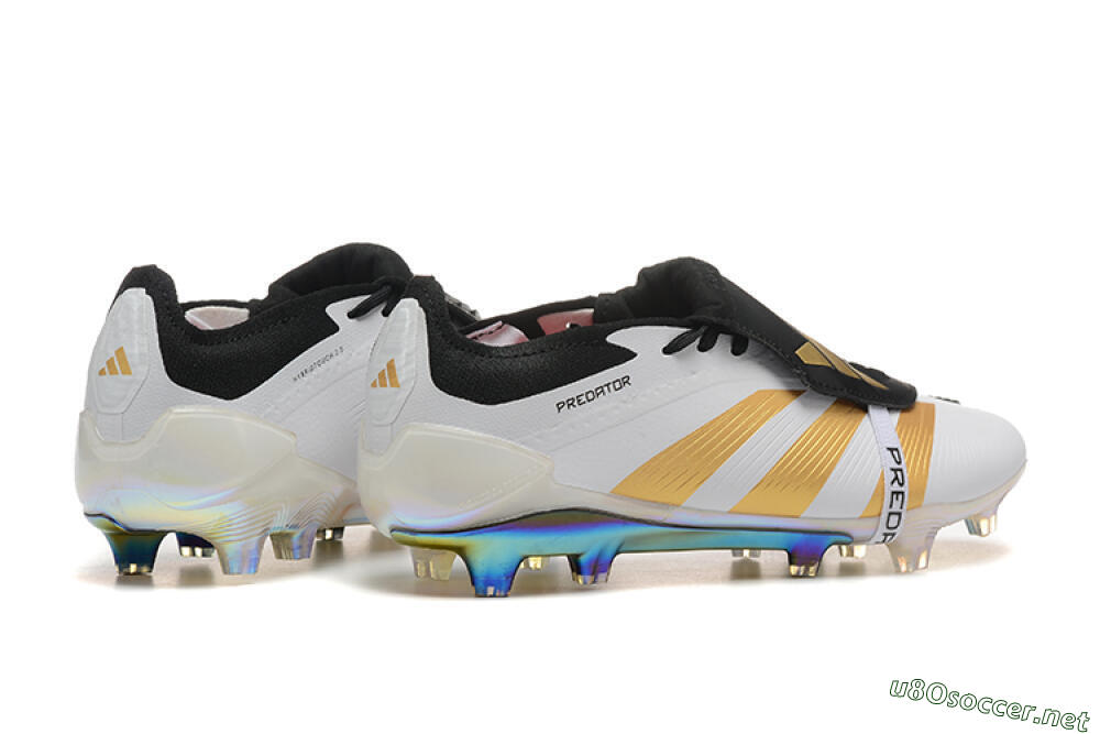 Men's Adidas Predator Elite Foldover Tongue FG Football Boots - White/Black/Gold 9