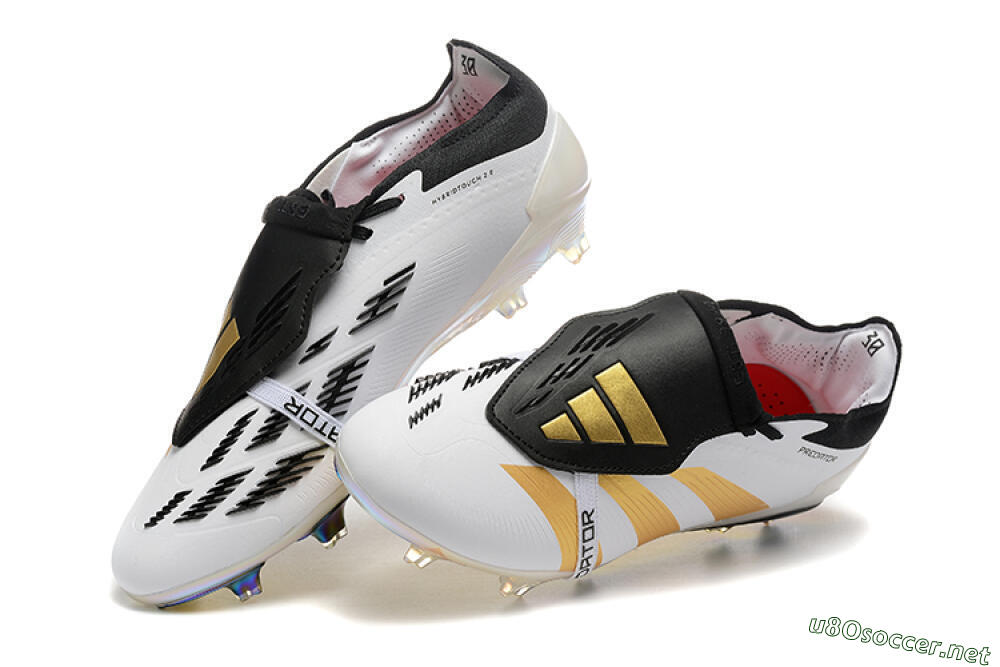 Men's Adidas Predator Elite Foldover Tongue FG Football Boots - White/Black/Gold 6