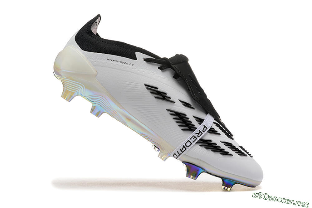 Men's Adidas Predator Elite Foldover Tongue FG Football Boots - White/Black/Gold 7