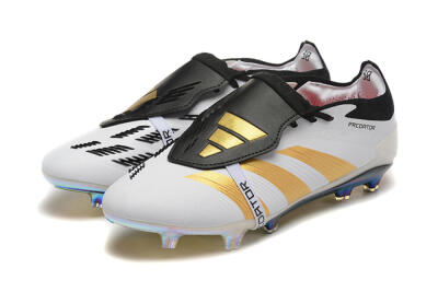 Men's Adidas Predator Elite Foldover Tongue FG Football Boots - White/Black/Gold