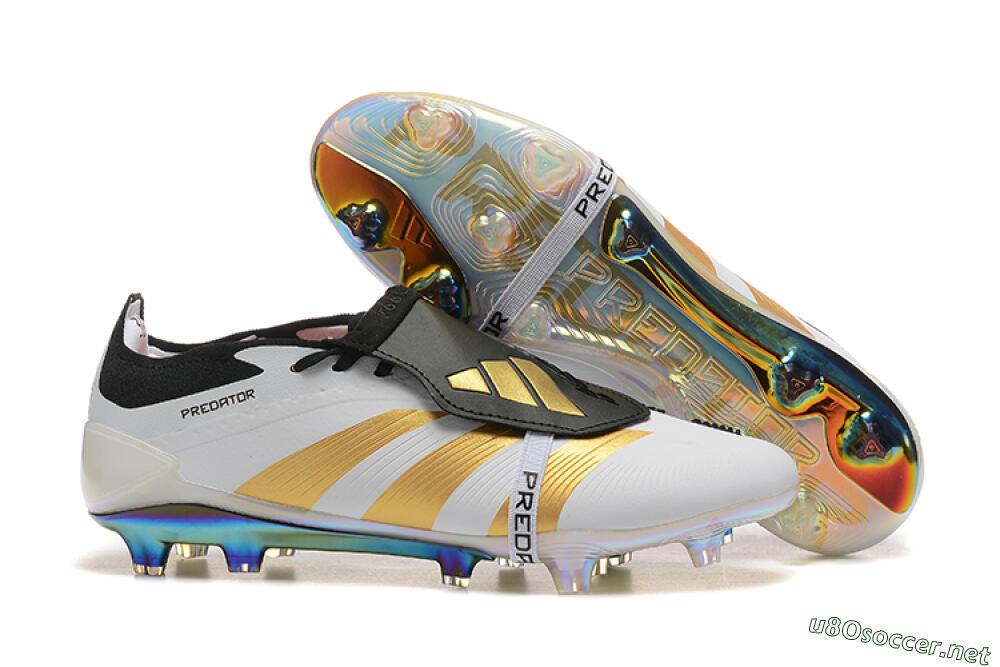 Men's Adidas Predator Elite Foldover Tongue FG Football Boots - White/Black/Gold 2
