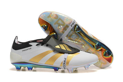 Men's Adidas Predator Elite Foldover Tongue FG Football Boots - White/Black/Gold