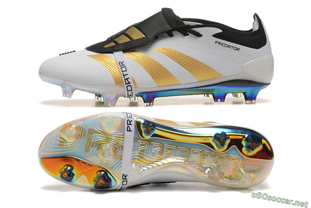 Men's Adidas Predator Elite Foldover Tongue FG Football Boots - White/Black/Gold 1