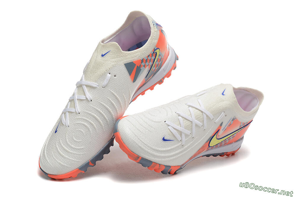 Men's Nike Phantom GX 2 Elite TF Football Shoes - White/Blue/Yellow/Orange 6