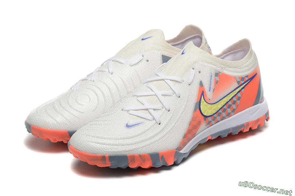 Men's Nike Phantom GX 2 Elite TF Football Shoes - White/Blue/Yellow/Orange 9
