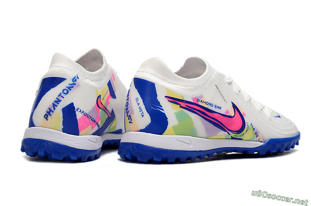 Men's Nike Phantom Luna Elite TF Football Shoes - White/Blue/Pink/Yellow 6