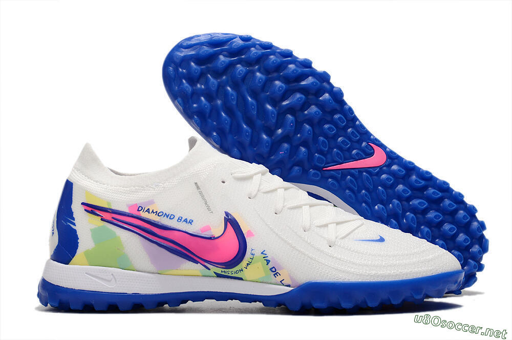 Men's Nike Phantom Luna Elite TF Football Shoes - White/Blue/Pink/Yellow 2