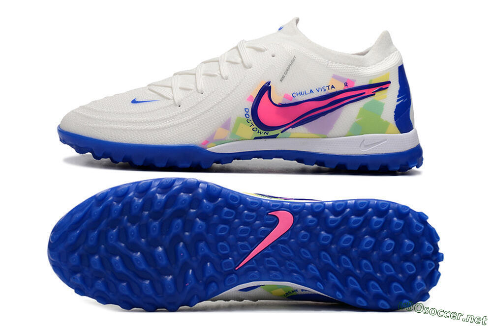 Men's Nike Phantom Luna Elite TF Football Shoes - White/Blue/Pink/Yellow 1