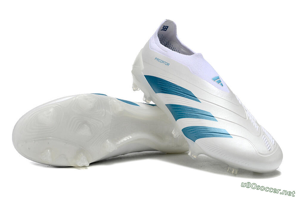 Men's Adidas Predator Accuracy+ Laceless FG Football Boots - White/Blue 3