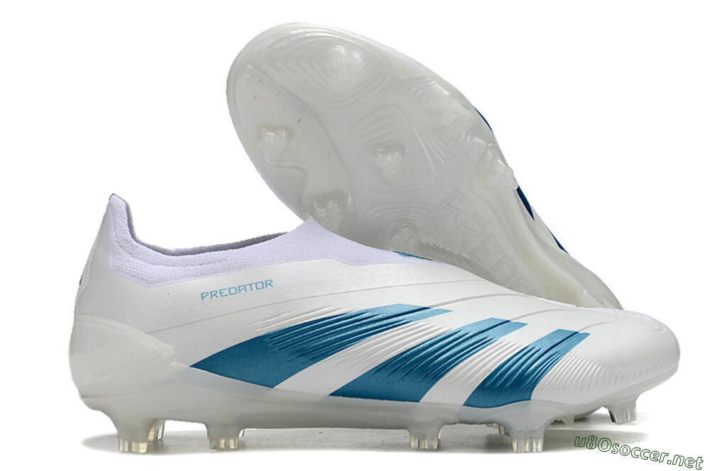Men's Adidas Predator Accuracy+ Laceless FG Football Boots - White/Blue 2