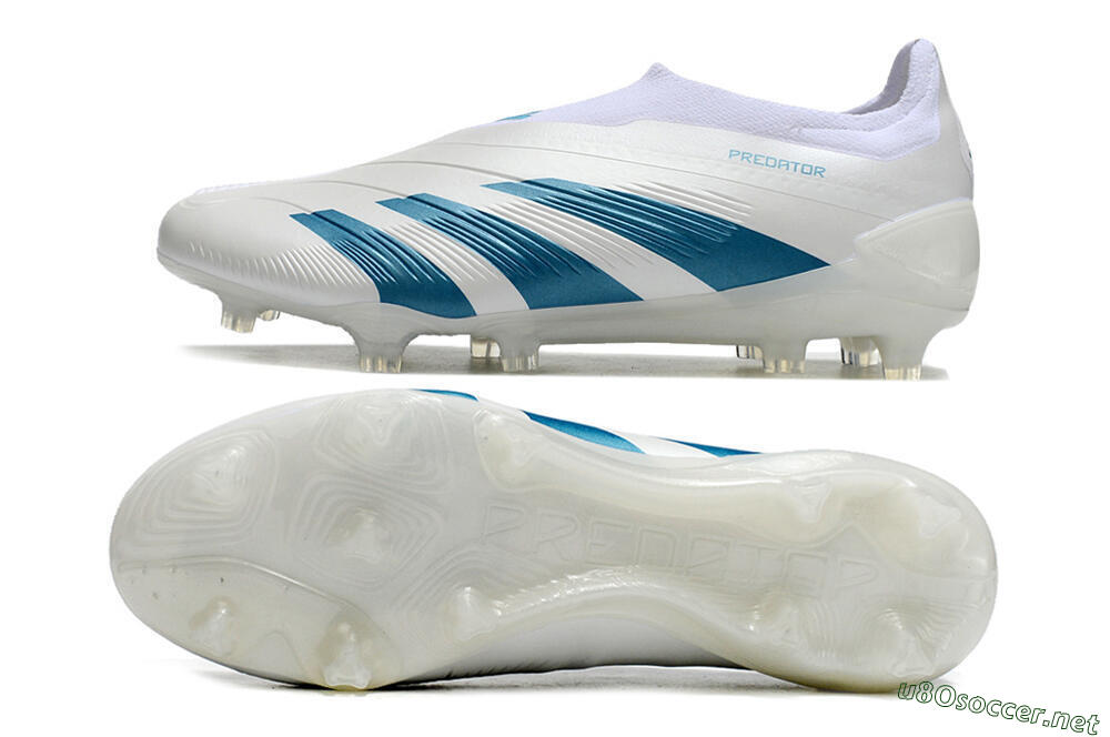 Men's Adidas Predator Accuracy+ Laceless FG Football Boots - White/Blue 1