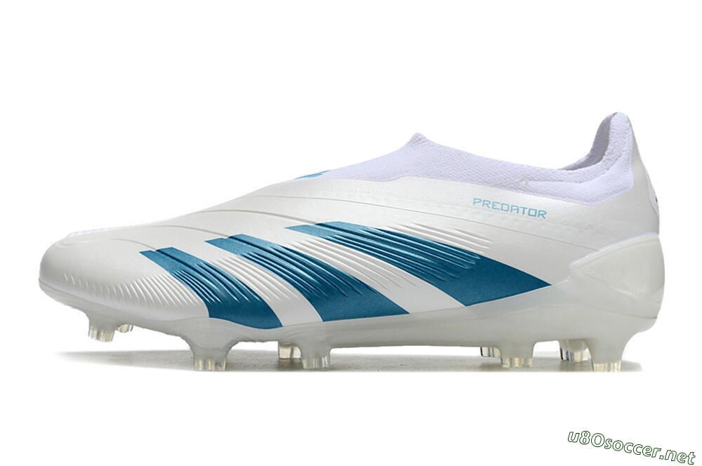 Men's Adidas Predator Accuracy+ Laceless FG Football Boots - White/Blue 0
