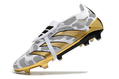 Men's Adidas Predator Elite Foldover Tongue FG Football Boots - White/Silver/Gold/Black