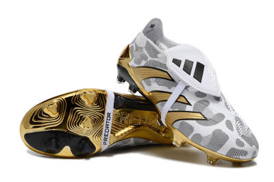 Men's Adidas Predator Elite Foldover Tongue FG Football Boots - White/Silver/Gold/Black