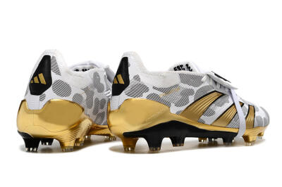 Men's Adidas Predator Elite Foldover Tongue FG Football Boots - White/Silver/Gold/Black