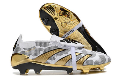 Men's Adidas Predator Elite Foldover Tongue FG Football Boots - White/Silver/Gold/Black