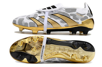 Men's Adidas Predator Elite Foldover Tongue FG Football Boots - White/Silver/Gold/Black