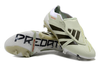 Men's Adidas Predator Elite Foldover Tongue FG Football Boots - Beige/Black/White