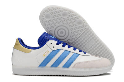 Men's Adidas Samba Messi IC Football Shoes - Grey/White/Blue/Gold