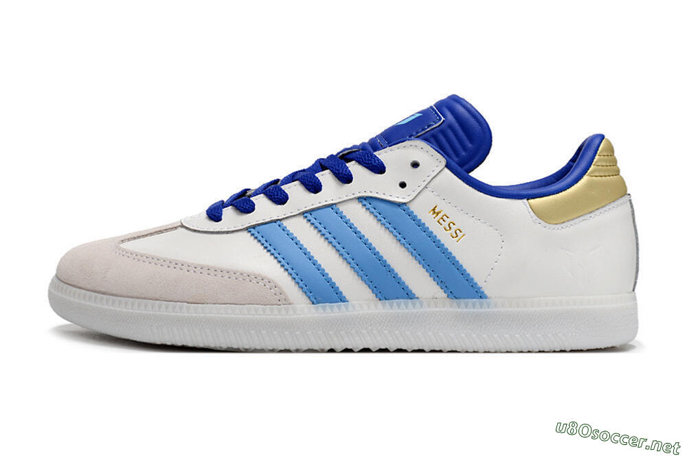 Men's Adidas Samba Messi IC Football Shoes - Grey/White/Blue/Gold 0