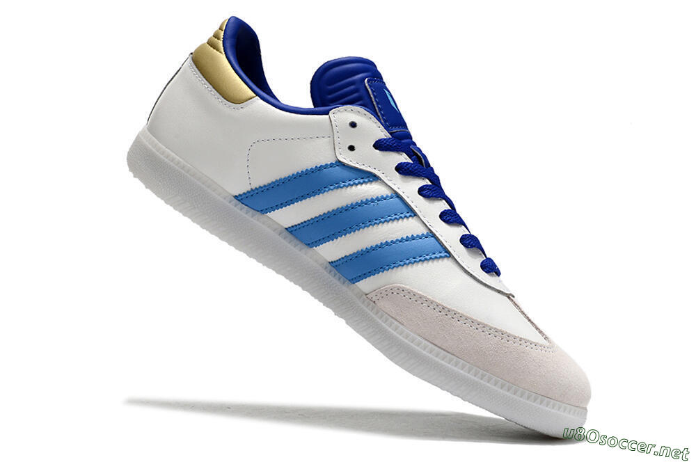 Men's Adidas Samba Messi IC Football Shoes - Grey/White/Blue/Gold 4