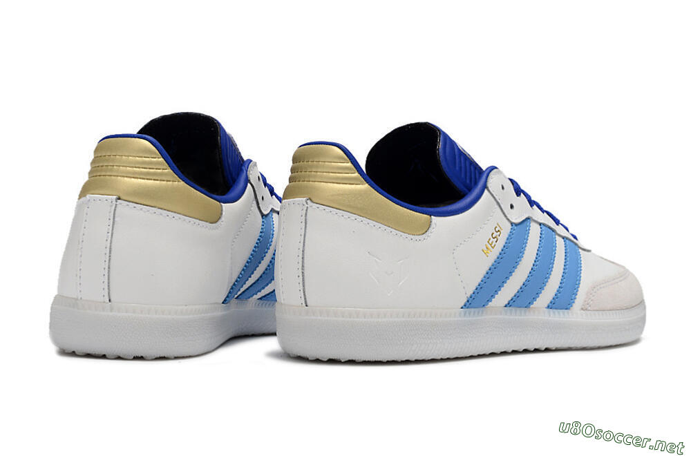 Men's Adidas Samba Messi IC Football Shoes - Grey/White/Blue/Gold 6
