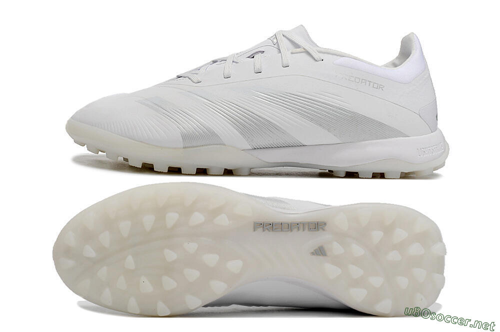 Men's Adidas Predator 24 Elite TF Football Shoes - White/Silver/Beige 1