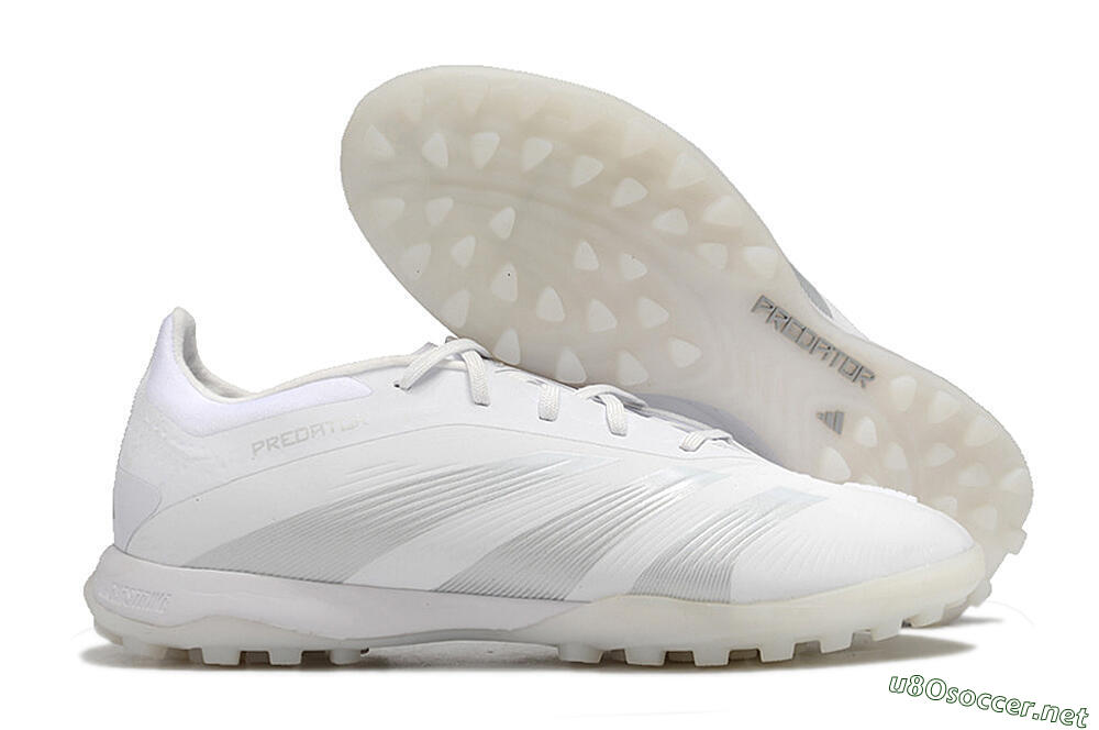Men's Adidas Predator 24 Elite TF Football Shoes - White/Silver/Beige 2