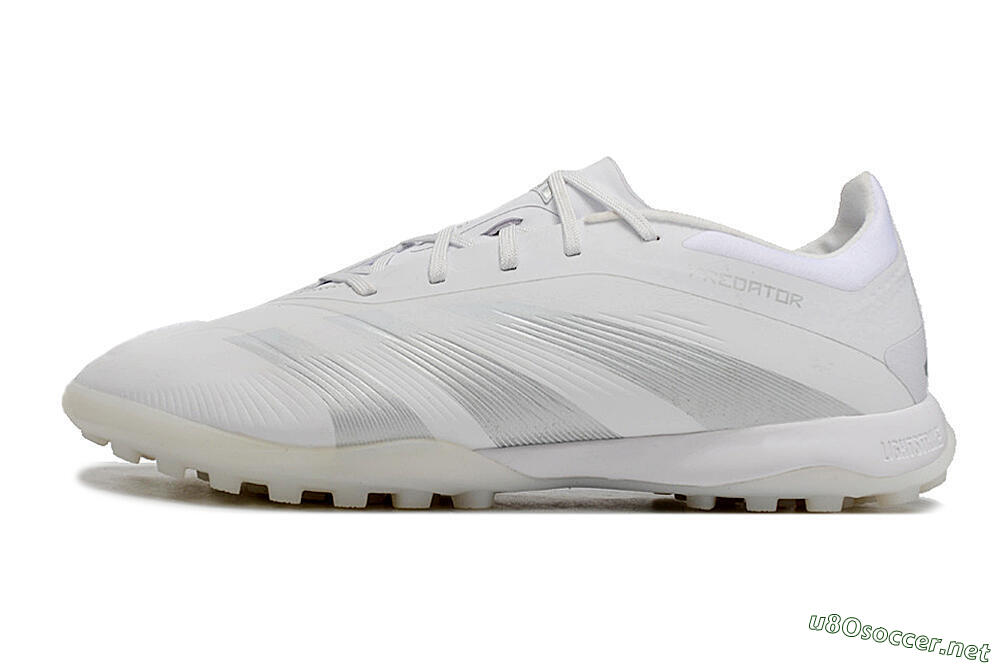 Men's Adidas Predator 24 Elite TF Football Shoes - White/Silver/Beige 0