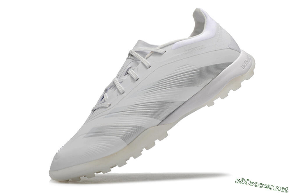 Men's Adidas Predator 24 Elite TF Football Shoes - White/Silver/Beige 5