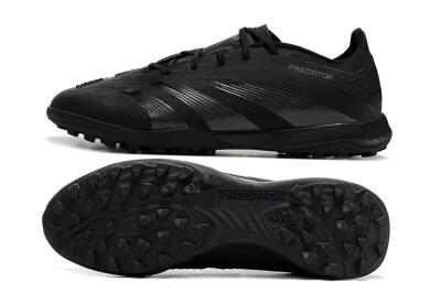 Men's Adidas Predator 24 Elite TF Football Shoes - Black/Silver/Black