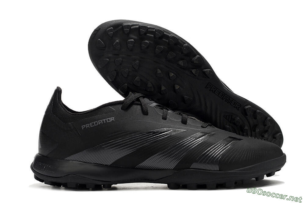 Men's Adidas Predator 24 Elite TF Football Shoes - Black/Silver/Black 2