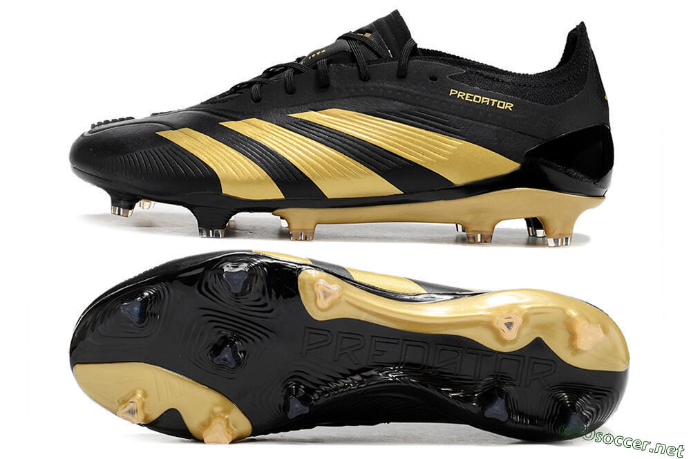Men's Adidas Predator 24 Elite FG Football Boots - Black/Gold 1
