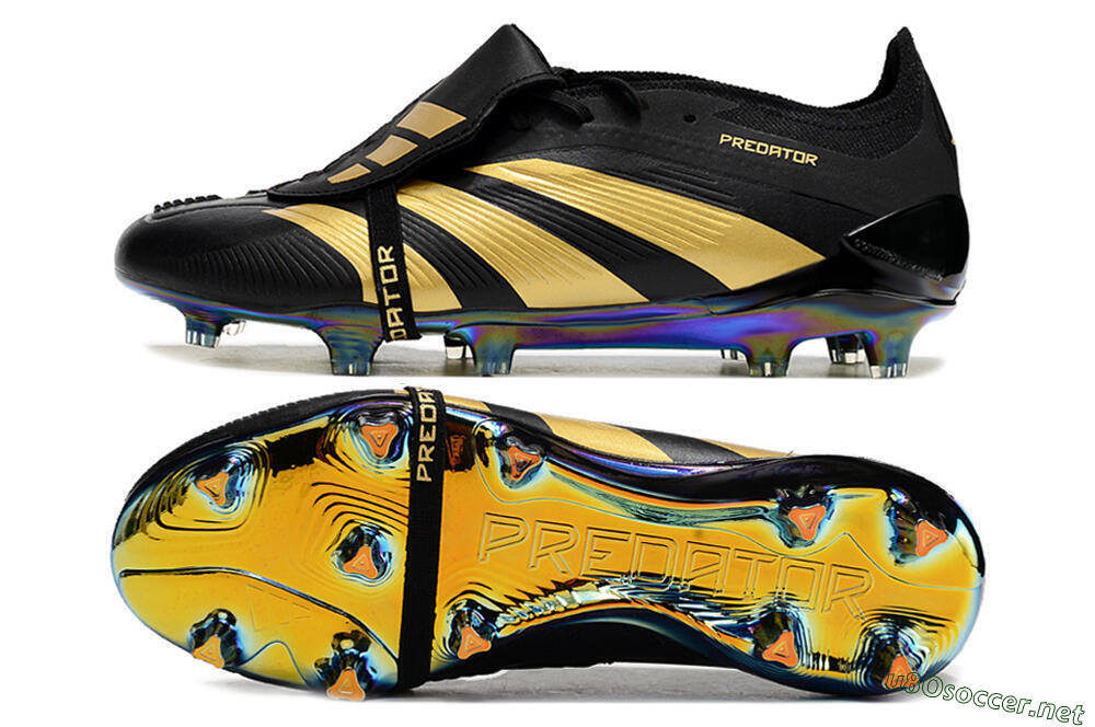 Men's Adidas Predator Elite Foldover Tongue FG Football Boots - Black/Gold 1