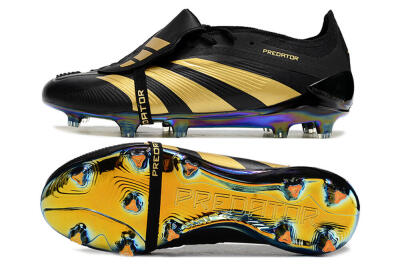 Men's Adidas Predator Elite Foldover Tongue FG Football Boots - Black/Gold