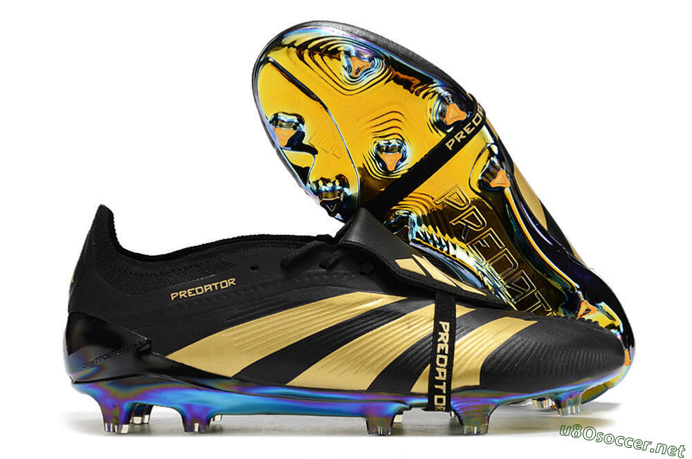 Men's Adidas Predator Elite Foldover Tongue FG Football Boots - Black/Gold 2