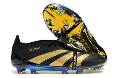 Men's Adidas Predator Elite Foldover Tongue FG Football Boots - Black/Gold