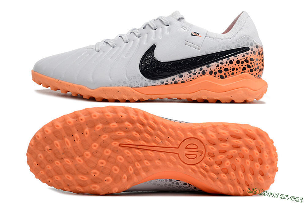 Men's Nike Tiempo Legend 10 Pro TF Football Shoes - White/Black/Orange 1