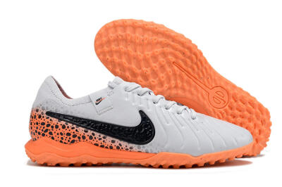 Men's Nike Tiempo Legend 10 Pro TF Football Shoes - White/Black/Orange