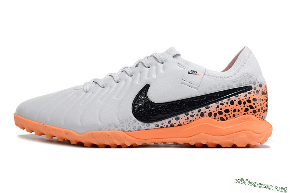 Men's Nike Tiempo Legend 10 Pro TF Football Shoes - White/Black/Orange 0