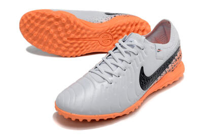 Men's Nike Tiempo Legend 10 Pro TF Football Shoes - White/Black/Orange