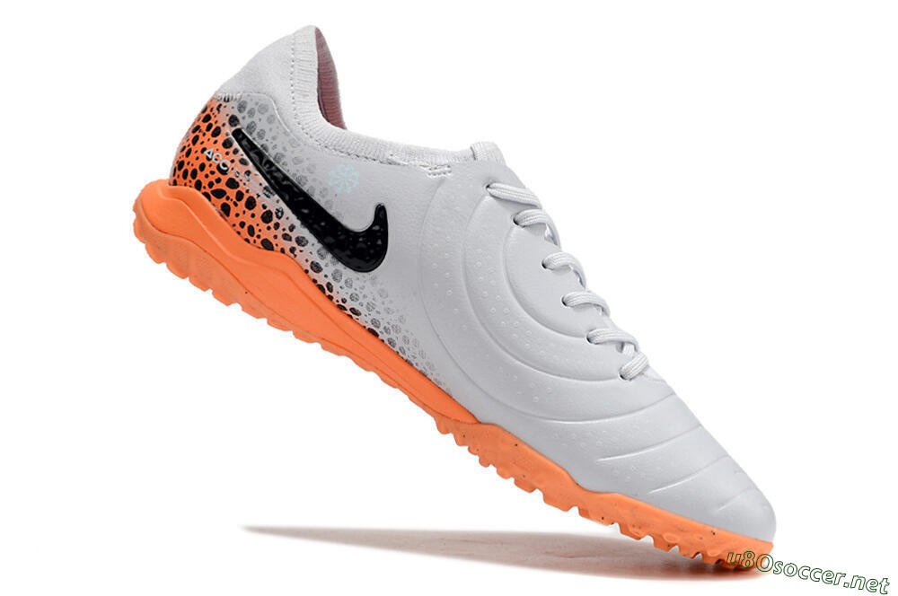 Men's Nike Tiempo Legend 10 Pro TF Football Shoes - White/Black/Orange 4