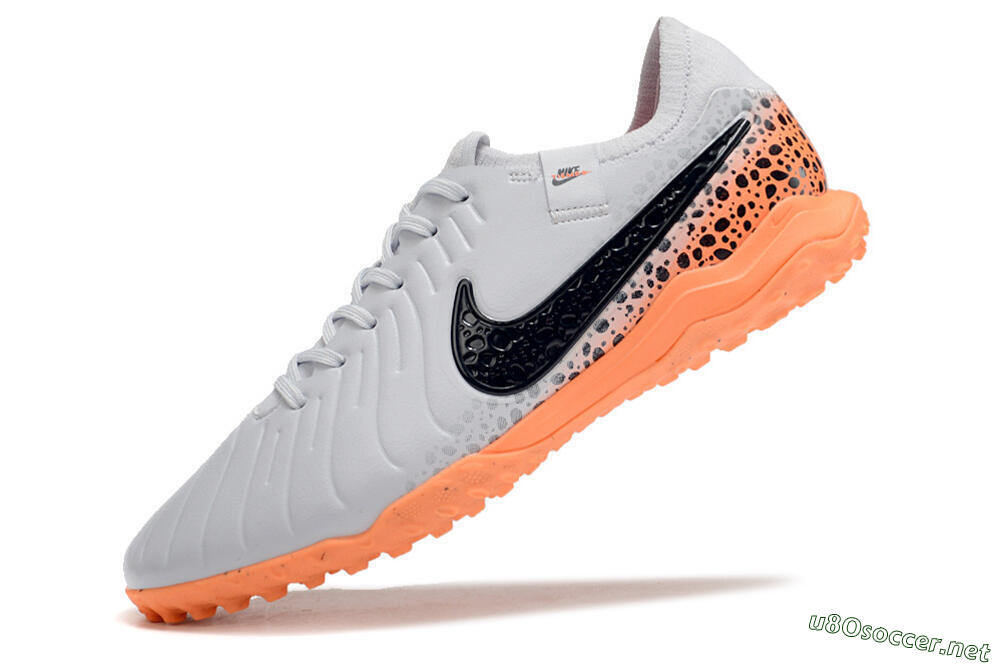 Men's Nike Tiempo Legend 10 Pro TF Football Shoes - White/Black/Orange 5