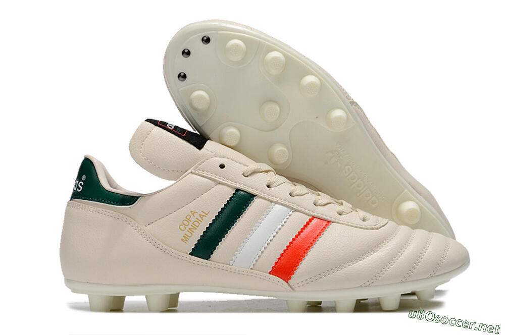 Men's Adidas Copa Mundial FG Football Boots - Beige/Green/White/Red 2
