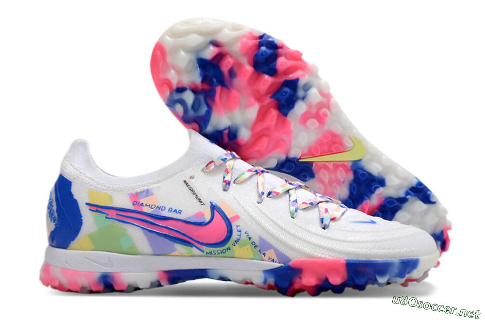 Men's Nike Phantom GX 2 Elite TF Football Shoes - White/Blue/Pink/Yellow 2