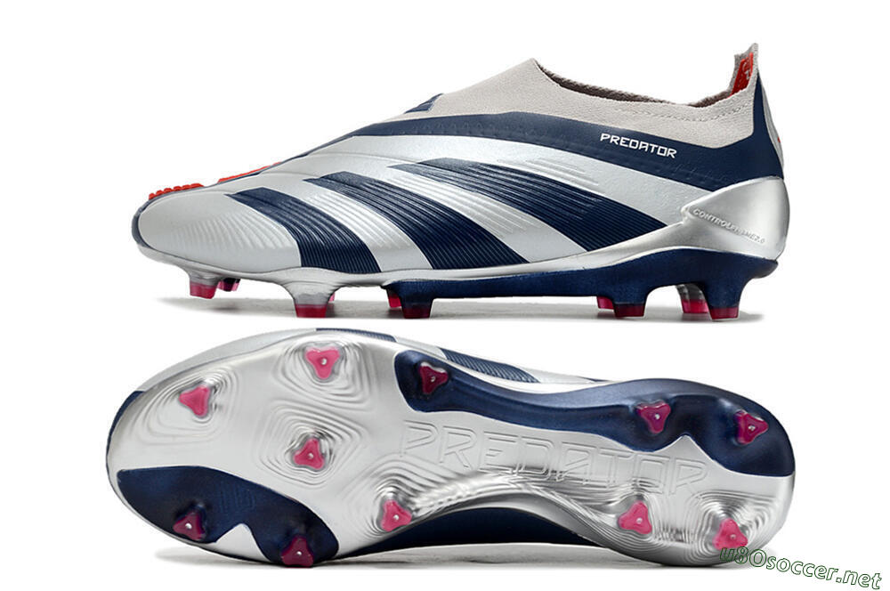 Unisex Adidas Predator Accuracy+ Laceless FG Football Boots - Silver/Blue/Red 1