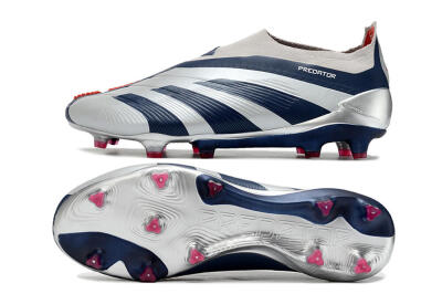 Unisex Adidas Predator Accuracy+ Laceless FG Football Boots - Silver/Blue/Red
