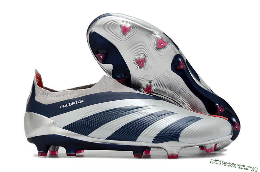 Unisex Adidas Predator Accuracy+ Laceless FG Football Boots - Silver/Blue/Red 2