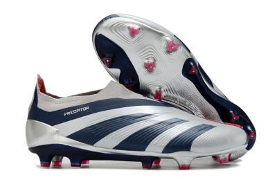 Unisex Adidas Predator Accuracy+ Laceless FG Football Boots - Silver/Blue/Red